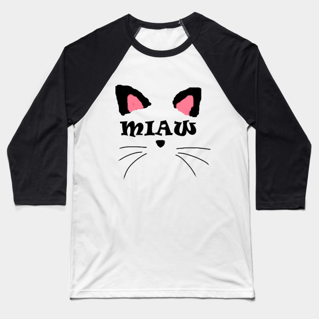 miaw Baseball T-Shirt by loulousworld